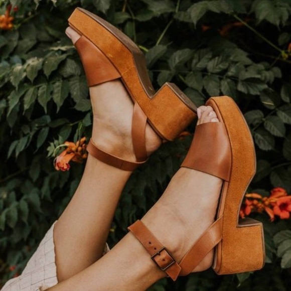 Seychelles Leather Suede Sandals Platform Shoes Size 11 42 Anthropologie Evereve - Picture 5 of 16